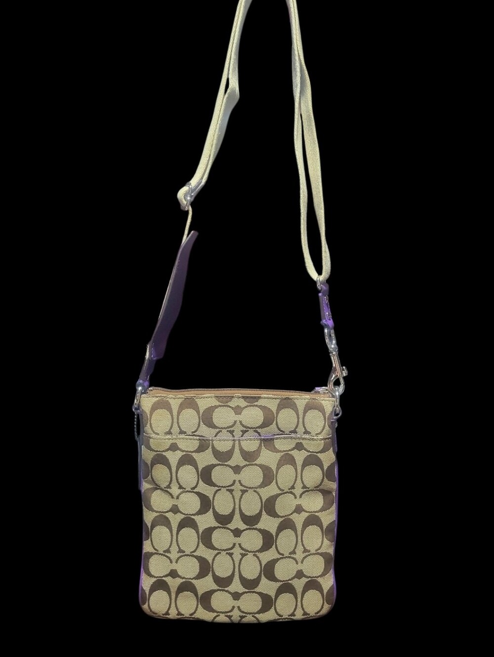 Coach Legacy Signature Stripe Swingpack With Purple Trim 2012-2013 - Picture 2 of 10